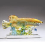 Buddha Stones Handmade Liuli Crystal Koi Fish Art Piece Luck Home Office Decoration Decorations BS main
