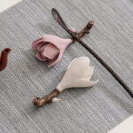 Buddha Stones Gardenia Flower Pattern Ceramic Healing Incense Burner Decoration Incense Burner BS 15
