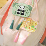 Buddha Stones Embroidery Lucky Panda Cat Shiba Inu Deer Rabbit Fox Flower Cute Animal Hanfu Bag Crossbody Bag Shoulder Bag Bag BS 1