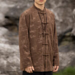 Buddha Stones Bamboo Leaves Clothing Chinese Tang Suit Jacket Coat Men Clothing Clothes BS 13