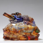 Buddha Stones Feng Shui Frog Handmade Liuli Crystal Art Piece Wealth Home Office Decoration Decorations BS 9
