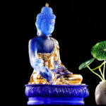 Buddha Stones Medicine Buddha Handmade Liuli Crystal Art Piece Compassion Statue Home Office Offering Decoration Decorations BS 6