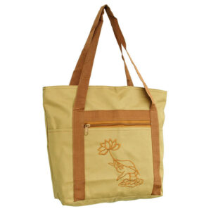 Buddha Stones Spiritual Mind Practice Lotus Embroidery Pattern Canvas Shoulder Bag Tote Bag Bag BS Lotus Flower Spiritual Practice Bag