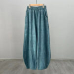 Buddha Stones Ramie Cotton Linen Pants Tie-dye Design Trousers Loose Zen Yoga Women's Pants with Pockets Pants BS Cyan(Regular Style) L(Waist 68-100cm/Hips 116cm/Suitable for Weight 70kg)