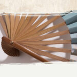 Buddha Stones Vintage Cloud Crane Pattern Handheld Bamboo Folding Fan Folding Fan BS 4