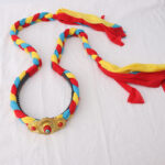 Buddha Stones Tibetan Colorful Tassel Beads Hair Decoration Hair Accessories Decorations BS Yellow Three Beads