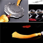 Buddha Stones Natural White Crystal Lotus Wrist Mala Meditation Tassels Pocket Mala Car Decoration Wrist Mala&Decorations BS 5