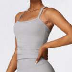 Buddha Stones Solid Color Crop Tank Top High Waist Shorts Sports Fitness Gym Yoga Outfits 2-Piece Outfit BS 30