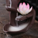 Buddha Stones Tibetan Lotus Blessing Incense Burner Decoration Decoration BS 1