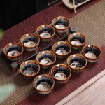 Buddha Stones 12 Chinese Zodiac Pattern Ceramic Teacup Kung Fu Jian Chinese Zhan Tea Cup 73ml Jian Zhan Tea Cup BS 23