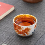 Buddha Stones Dragon Phoenix Crane Sun Ocean Waves Gilt Ceramic Teacup Kung Fu Tea Cup 170ml Cup BS 7