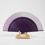 Buddha Stones Gradient Color Hollow Engraved Handheld Bamboo Folding Fan Folding Fan BS Gradient Purple 20cm