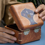 Buddha Stones Antique Flower Leaf Handmade Rosewood Jewelry Storage Box Wooden Gift Organizer Box Jewelry Storage Box BS Small Rosewood Jewelry Box 11.6*11.6*8cm