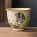 Buddha Stones 12 Chinese Zodiac Ceramic Teacup Kung Fu Tea Cup 130ml Cup BS Goat 7.2cm*6cm*130ml