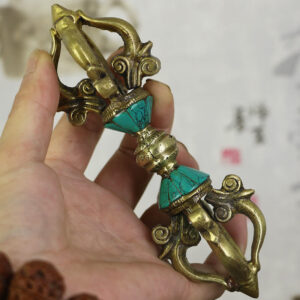 Buddha Stones Tibetan Five Prong Vajra Dorje Handcrafted Nepal Spiritual Power Copper Decoration Dorje BS Dorje/Vajra(Enlightenment♥Spiritual Power)