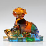 Buddha Stones Year of the Dragon Handmade 12 Chinese Zodiac Liuli Crystal Art Piece Protection Home Office Decoration Decorations BS Dog About 8.5*5.5*8cm