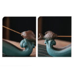 Buddha Stones Double Koi Fish Mountain Healing Ceramic Stick Incense Burner Decoration Incense Burner BS 5
