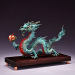Buddha Stones Year Of The Dragon Auspicious Dragon Brass Copper Luck Success Office Decoration Decorations BS Blue Dragon 31cm*10.5cm*19cm