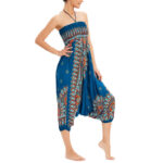 Buddha Stones Two Style Wear Sunflower Loose Smocked Harem Trousers Jumpsuit High Waist Pants Harem Pants BS 17