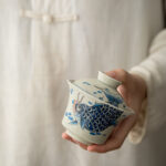 Buddha Stones Koi Fish Arowana Ceramic Gaiwan Sancai Teacup Kung Fu Tea Cup With Lid 130ml Cup BS 31