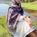Buddha Stones Tibetan Flower Floral Leaves Pattern Design Shawl Cozy Travel Scarf Wrap Tibetan Shawl BS 39