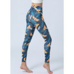 Buddha Stones Leaves Print Pants Sports Fitness Yoga High Waist Leggings Women's Yoga Pants Leggings BS 14