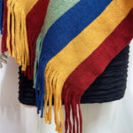 Buddha Stones Tibetan Colorful Striped Design Shawl Tassels Pullover Winter Cozy Travel Scarf Wrap Tibetan Shawl BS 18
