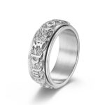 Buddha Stones Six True Words Balance Calm Titanium Steel Ring (Extra 30% Off | USE CODE: FS30) Rings BS Silver US12