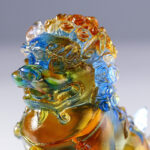 Buddha Stones Handmade Liuli Crystal Lion Art Piece Strength Home Office Decoration Decorations BS 8
