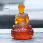 Buddha Stones Handmade Sakyamuni Buddha Liuli Crystal Art Piece Compassion Statue Home Office Offering Decoration Decorations BS 6