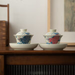 Buddha Stones Koi Fish Arowana Ceramic Gaiwan Sancai Teacup Kung Fu Tea Cup With Lid 130ml Cup BS 23
