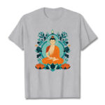 Buddha Stones Lotus Buddha Meditation Tee T-shirt T-Shirts BS LightGrey 2XL