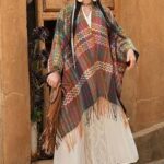 Buddha Stones Tibetan Shawl Colorful Wavy Striped Shapes Tassels Winter Cozy Travel Scarf Wrap Tibetan Shawl BS 14