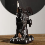 Buddha Stones Nordic Dragon Ceramic Backflow Smoke Fountain Meditation Healing Incense Burner Led Ball Decoration Incense Burner BS 14