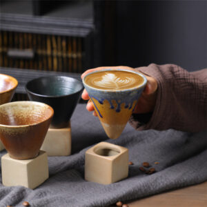 Buddha Stones Vintage Gradient Ceramic Coffee Mug Tea Latte Espresso Coffee Cup With Base 200ml Coffee Mug BS main
