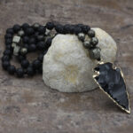 Buddha Stones Natural Lava Rock Yoga Meditation Necklace Arrow Pendant (Extra 30% Off | USE CODE: FS30) Necklaces & Pendants BS 3