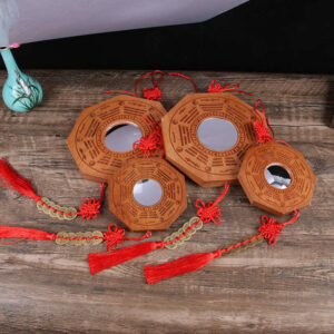 Buddha Stones Feng Shui Bagua Map Peach Wood Five-Emperor Coins Chinese Knotting Balance Energy Map Mirror Bagua Map BS main