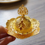 Buddha Stones Gold Leaf Coaster Spiritual Mini Alloy Metal Incense Burner Incense Burner BS 7