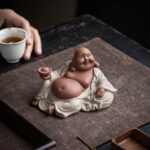 Buddha Stones Laughing Buddha Ingots Attract Wealth Purple Clay Maitreya Statue Decoration Decorations BS 4