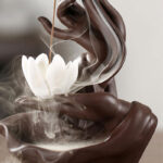 Buddha Stones Lotus Bergamot Healing Incense Burner Incense Burner BS 7