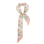 Buddha Stones Dunhuang Frescoes Mountains Sunset Floral Pattern 100% Mulberry Twilly Silk Neck Hair Scarf Silk Scarf BS Pink Flowers
