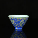 Buddha Stones Retro Blue Red Gradient Lotus Pattern Kiln Change Ceramic Teacup Kung Fu Tea Cup Bowl Cup BS Blue 7.4cm*4.5cm*60ml
