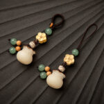 Buddha Stones Natural Bodhi Seed Money Bag Flower Blessing Prosperity Keychain Key Chain BS 16
