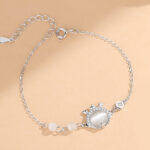 Buddha Stones 925 Sterling Silver Year of the Dragon Cat's Eye Cute Dragon Copper Coin Protection Bracelet Necklace Pendant Earrings (Extra 30% Off | USE CODE: FS30) Bracelet Necklaces & Pendants BS Bracelet(Wrist Circumference 14-18cm) Silver
