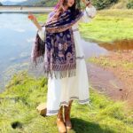 Buddha Stones Tibetan Flower Floral Leaves Pattern Design Shawl Cozy Travel Scarf Wrap Tibetan Shawl BS 37