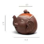 Buddha Stones Cute Elephant Auspicious Clouds Purple Clay Ceramic Teapot Teapot BS 8