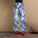 Buddha Stones Blue Tree Flowers Print Harem Pants With Pockets Women's Harem Pants BS 2