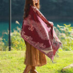 Buddha Stones Tibetan Vine Leaves Pattern Design Shawl Cozy Travel Scarf Wrap Tibetan Shawl BS 3