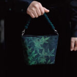 Buddha Stones Small Bamboo Leaves Butterfly Peony Flowers Magpie Metal Chain Crossbody Bag Shoulder Bag Handbag Handbags BS Dark Green Bamboo Forests 14*18*9cm