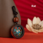 Buddha Stones Year Of The Dragon Hand Painted Chinese Zodiac Rosewood Carved Calm Key Chain Key Chain BS Rat